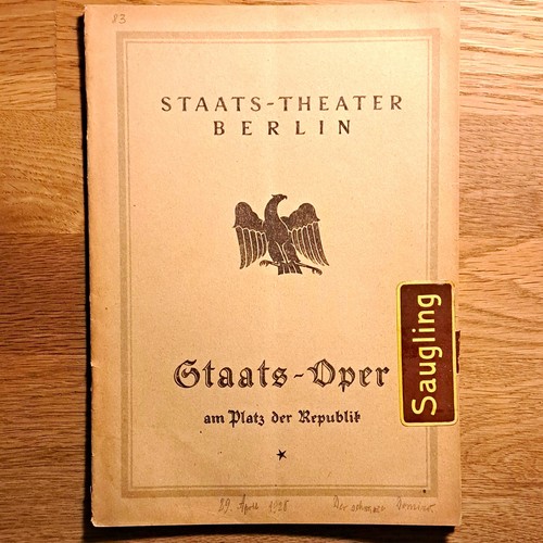 Staatsoper berlin programmheft - staatsoper,
